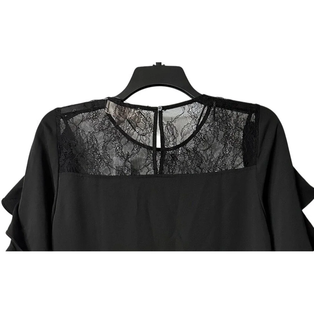 NWT‎ Philosophy Womens Black Short Sleeve Lace Casual Dress Size Small